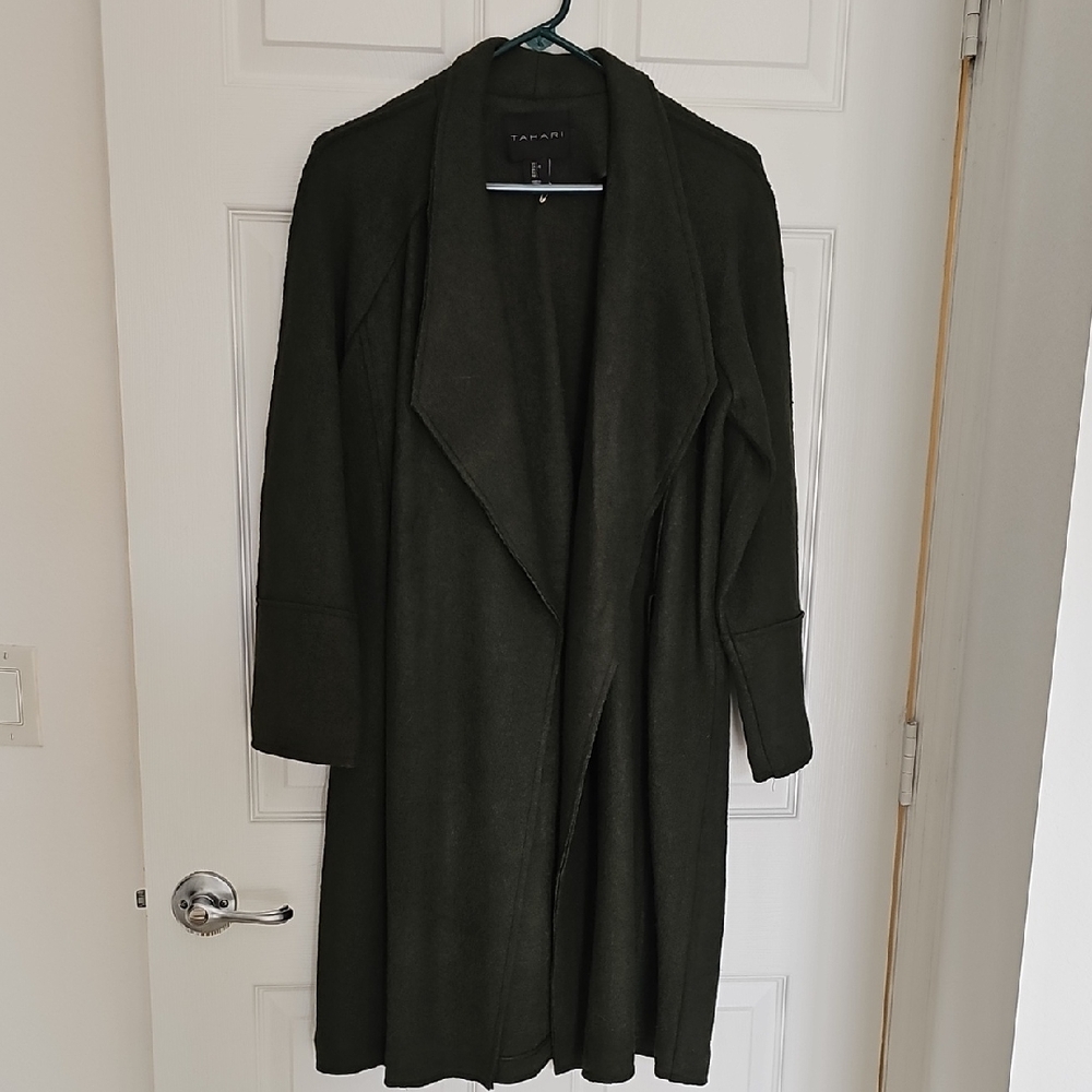 T Tahari Women's Dark Green Trench Coat